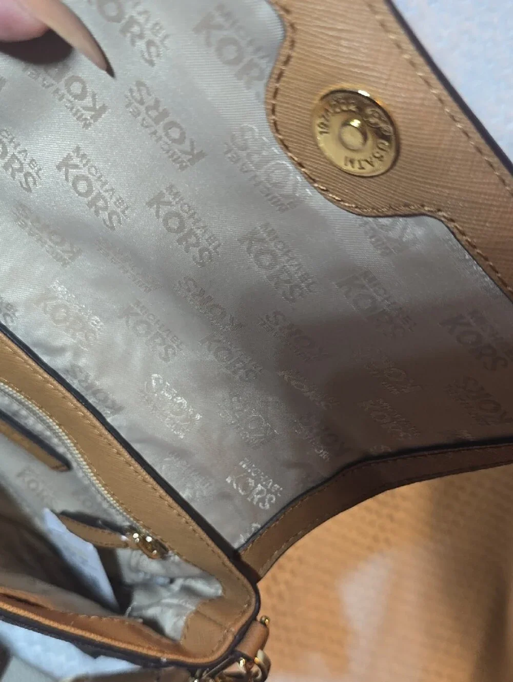 Michael Kors Dark Brown Monogram Crossbody with Cream Logo Strap